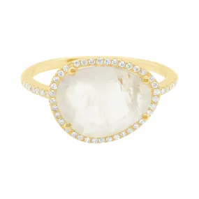 14K GOLD DIAMOND CARA MOONSTONE RING