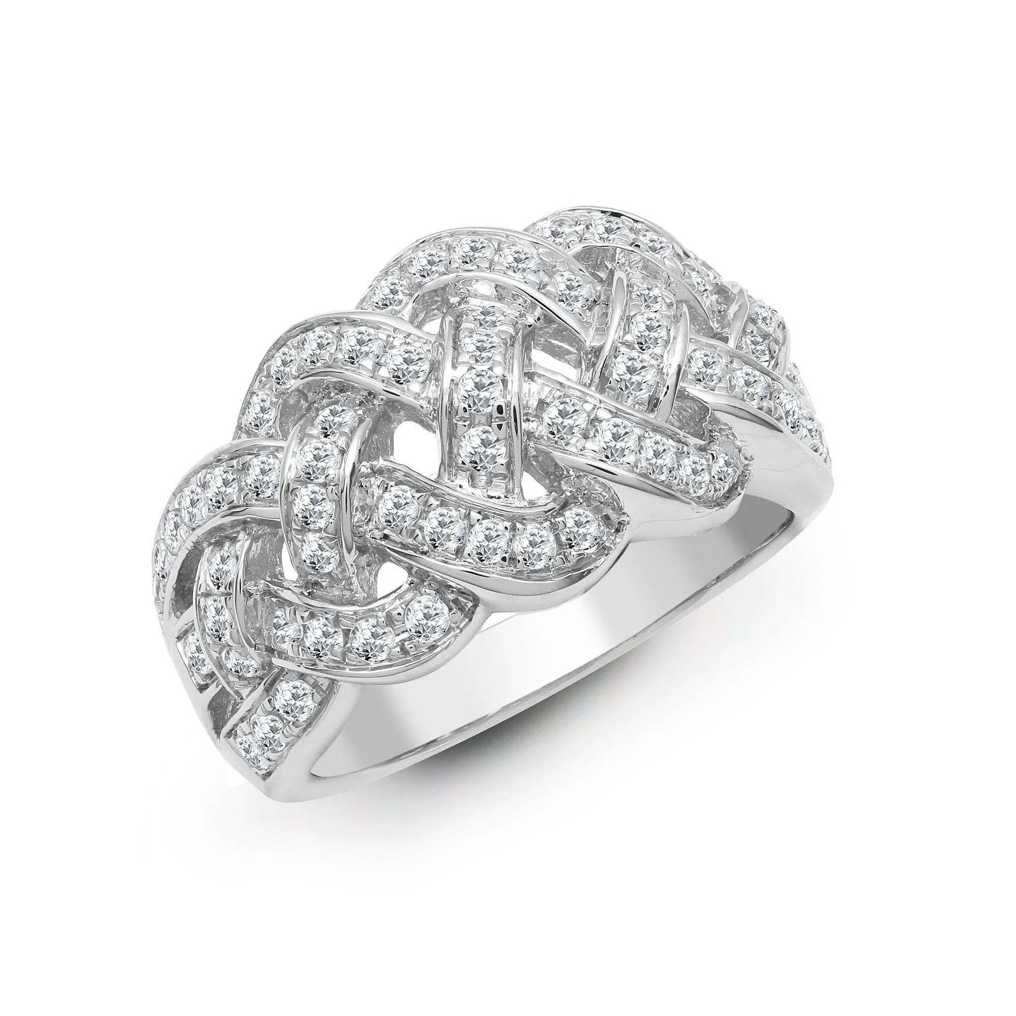 18ct White 1.12ct Diamond Plaited Ring