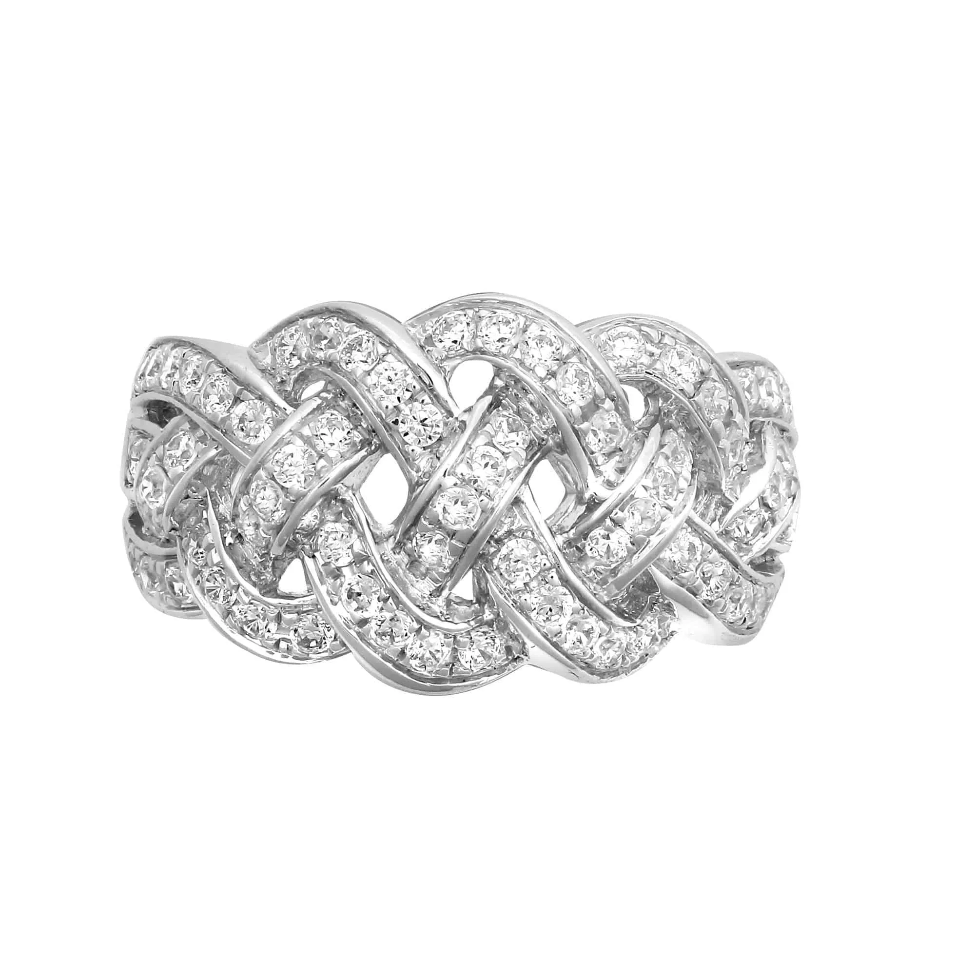 18ct White 1.12ct Diamond Plaited Ring