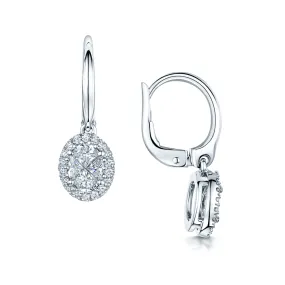 18ct White Gold Oval Shaped Diamond Drop Earrings