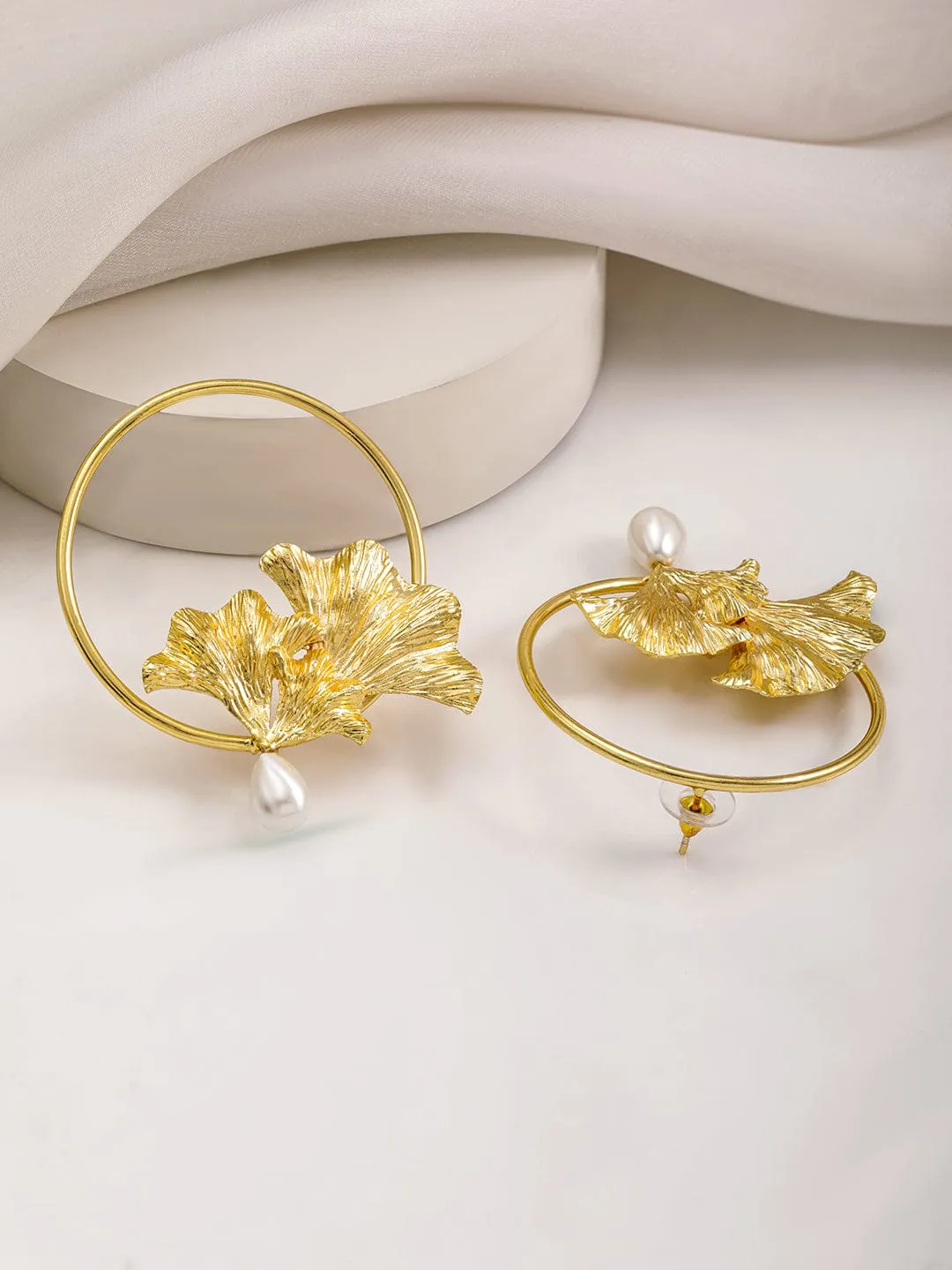 18KT Gold Plated Brass Floral Shaped Drop Earrings