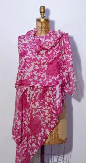 389 - Pashmina/Wool Floral Print Shawls - 28" x 80"