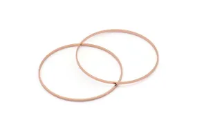 55mm Circle Connectors - 2 Rose Gold Plated Brass Circle Connectors (55x0.75x1.8mm) Bs 1073 Q0623