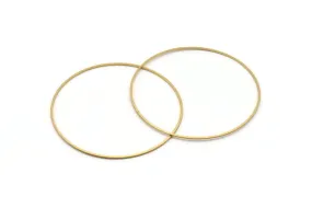 60mm Circle Connectors - 12 Raw Brass Circle Connectors (60x1x1mm) Bs 1105