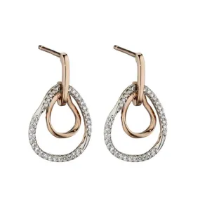 9ct Rose Gold Diamond Set Organic Shape Drop Earrings