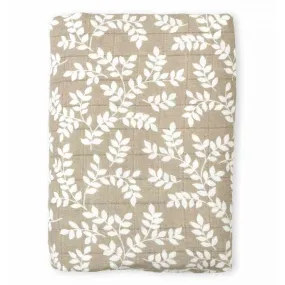 A Little Lovely Company Muslin Cloth XL: Leaves - Taupe