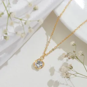 Accessorize London Women 14K Real Gold Plated Sparkle Cubic Zirconia Rose Pendant Necklace