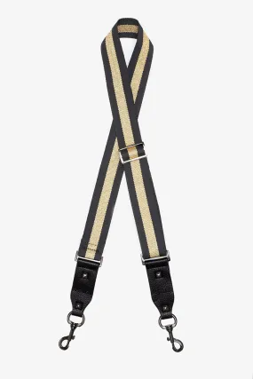 Antler Bag Strap Middle Gold Stripe Black