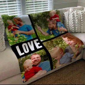 Capture beautiful memories with a custom LOVE blanket - 4 photos included! Snuggle up in personalized comfort and cherish your special moments