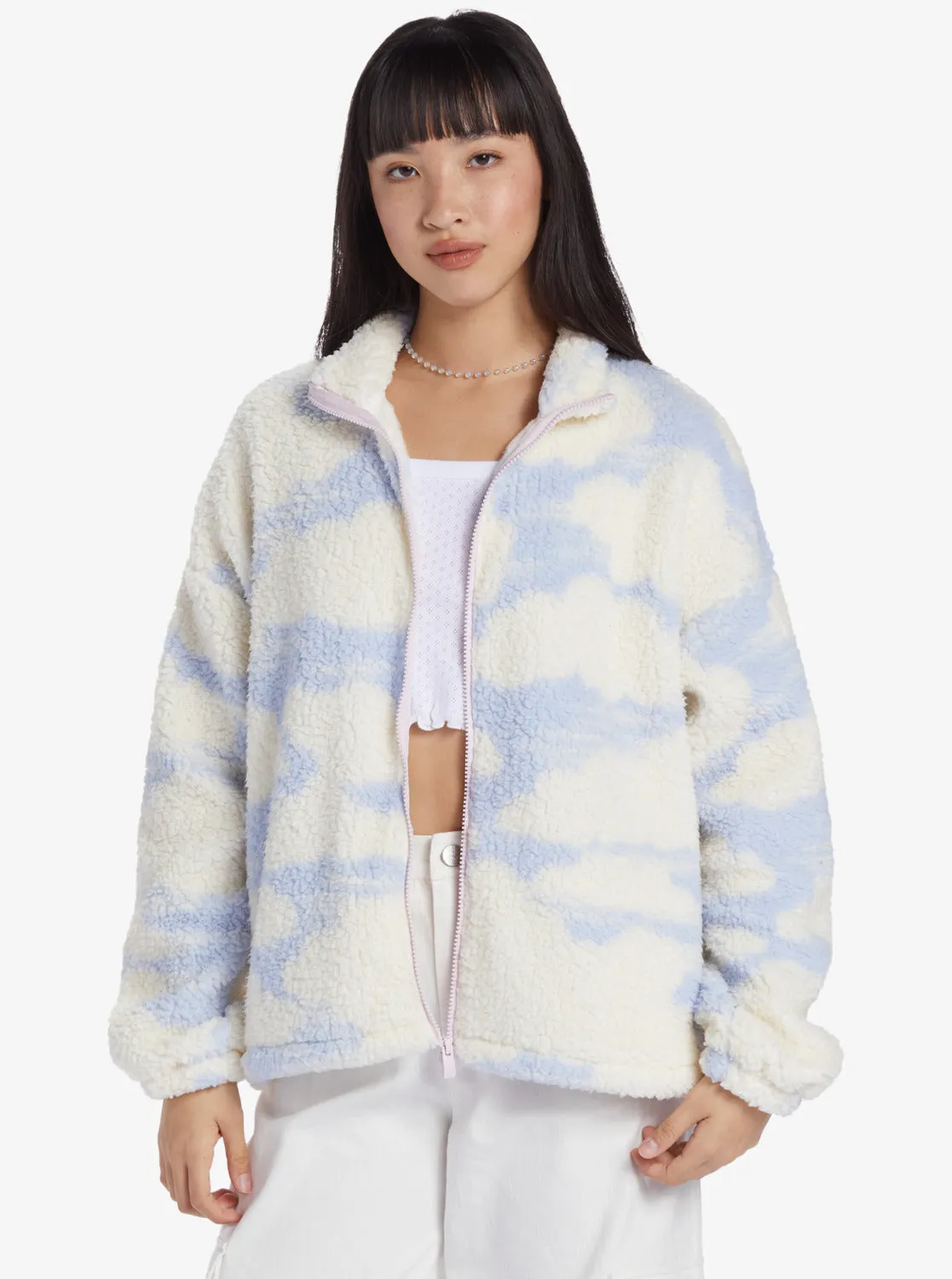 Chloe Kim In The Clouds Sherpa Full-Zip Fleece - Halogen Blue Clouds