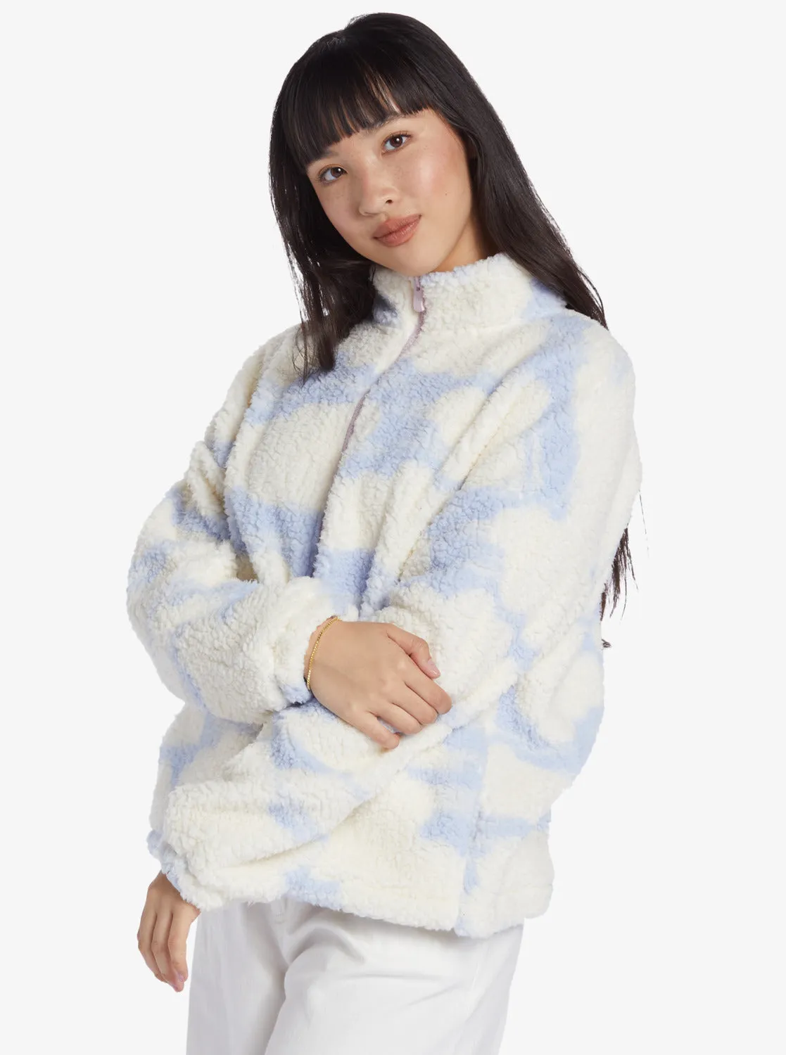 Chloe Kim In The Clouds Sherpa Full-Zip Fleece - Halogen Blue Clouds