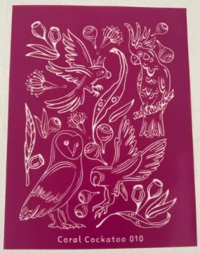 Coral Cockatoo Silk Screen Australian Birds