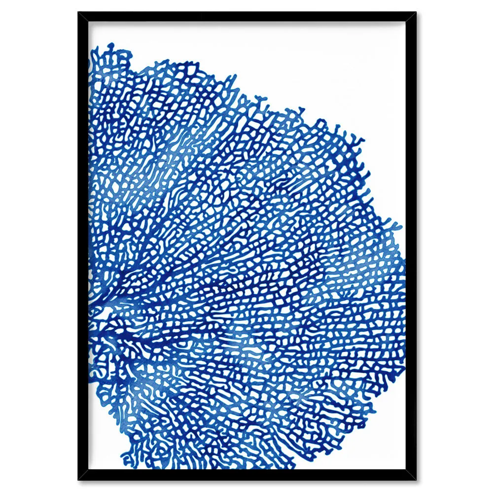 Coral Sea Fan Blue Vertical - Art Print