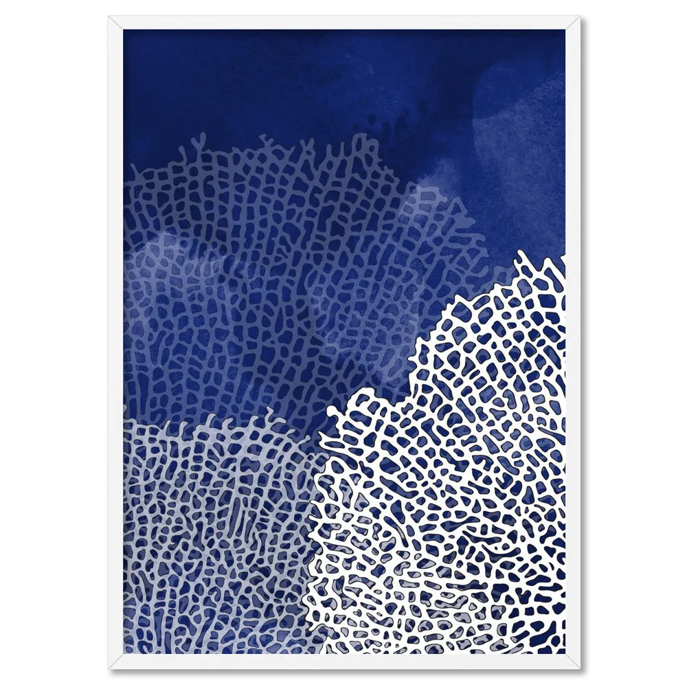 Coral Sea Fans Vertical Blues - Art Print