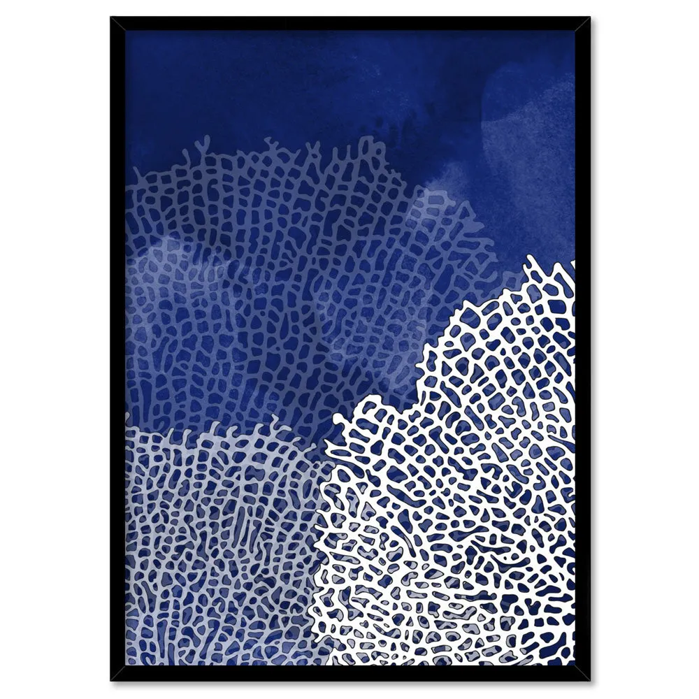 Coral Sea Fans Vertical Blues - Art Print