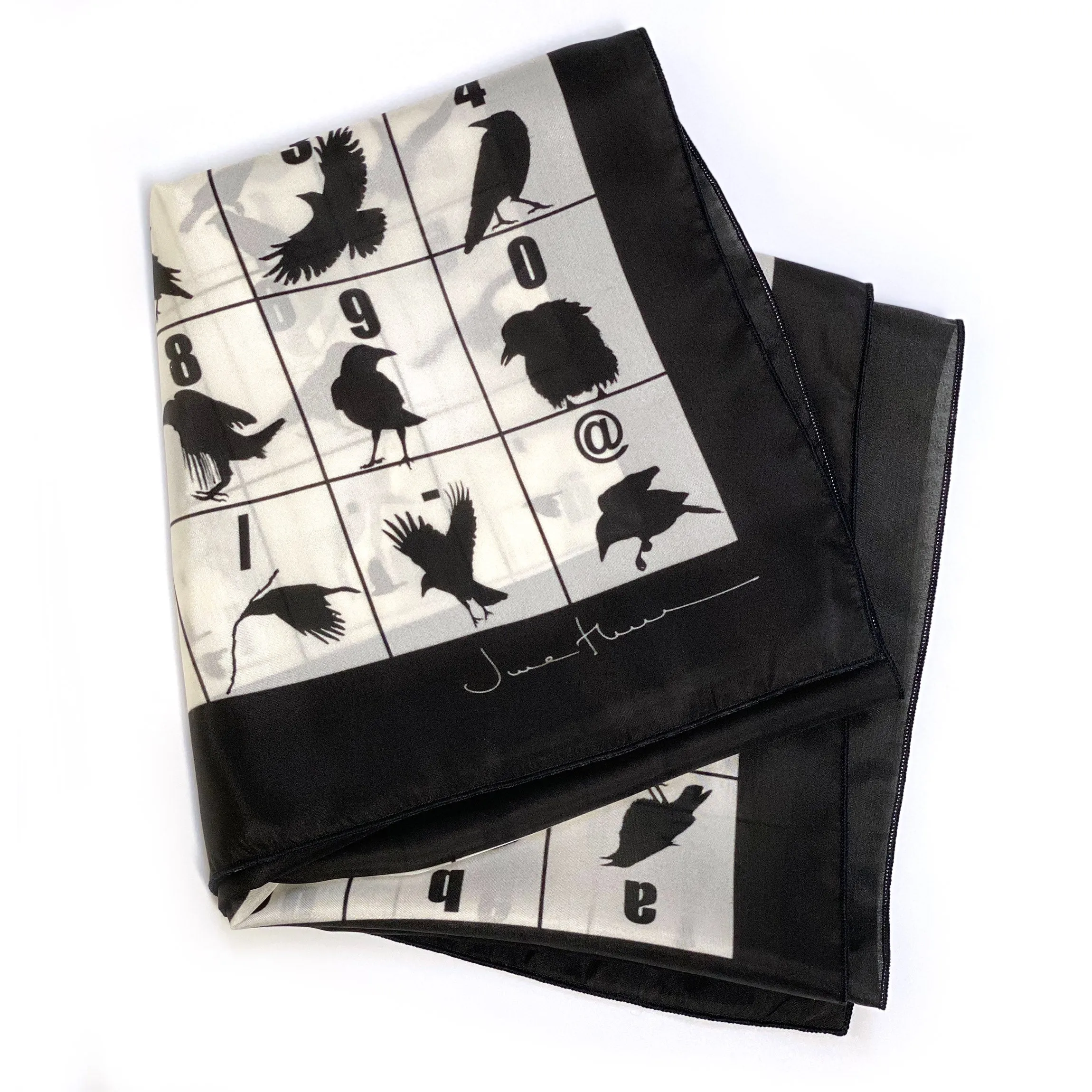 CROWPHABET - Long Silk Scarf - SALE