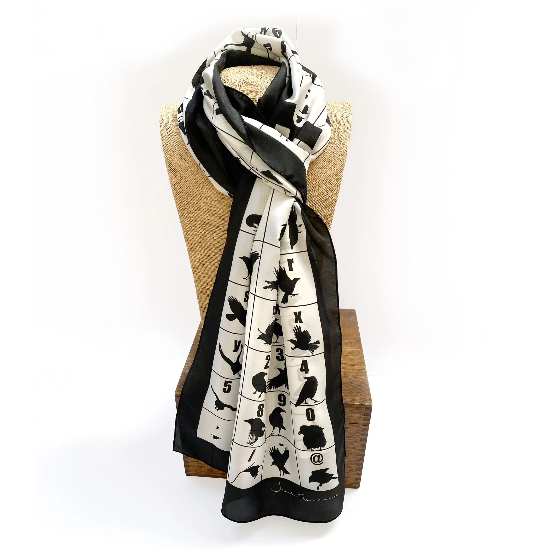 CROWPHABET - Long Silk Scarf - SALE