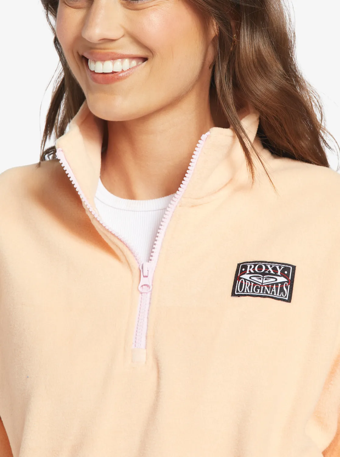 Dawn To Dusk Solid Half-Zip Fleece - Peach Parfait