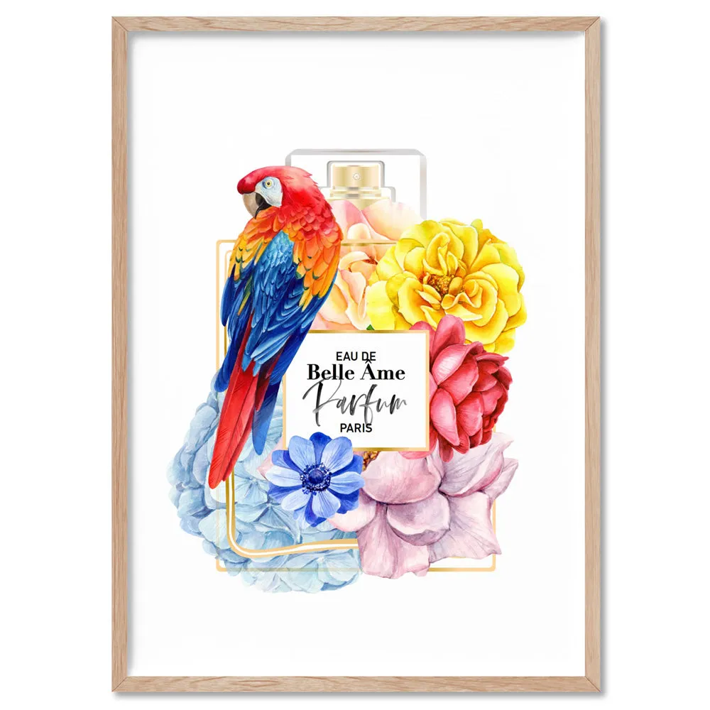 Floral Perfume Bottle | Rainbow Parrot - Art Print