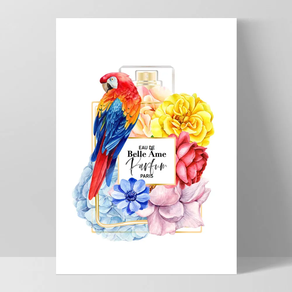 Floral Perfume Bottle | Rainbow Parrot - Art Print