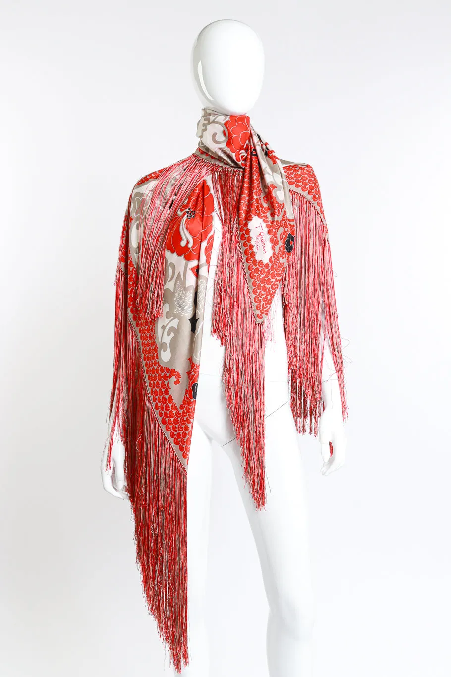 Floral Silk Fringe Shawl