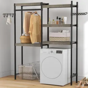 GARVEE Over Washer and Dryer Shelves, 5-Tier Laundry Room Shelves Heavy Duty Washer Dryer Shelf Freestanding Space Saver and Organization Shelves for Home, Laundry Room,Gray Black