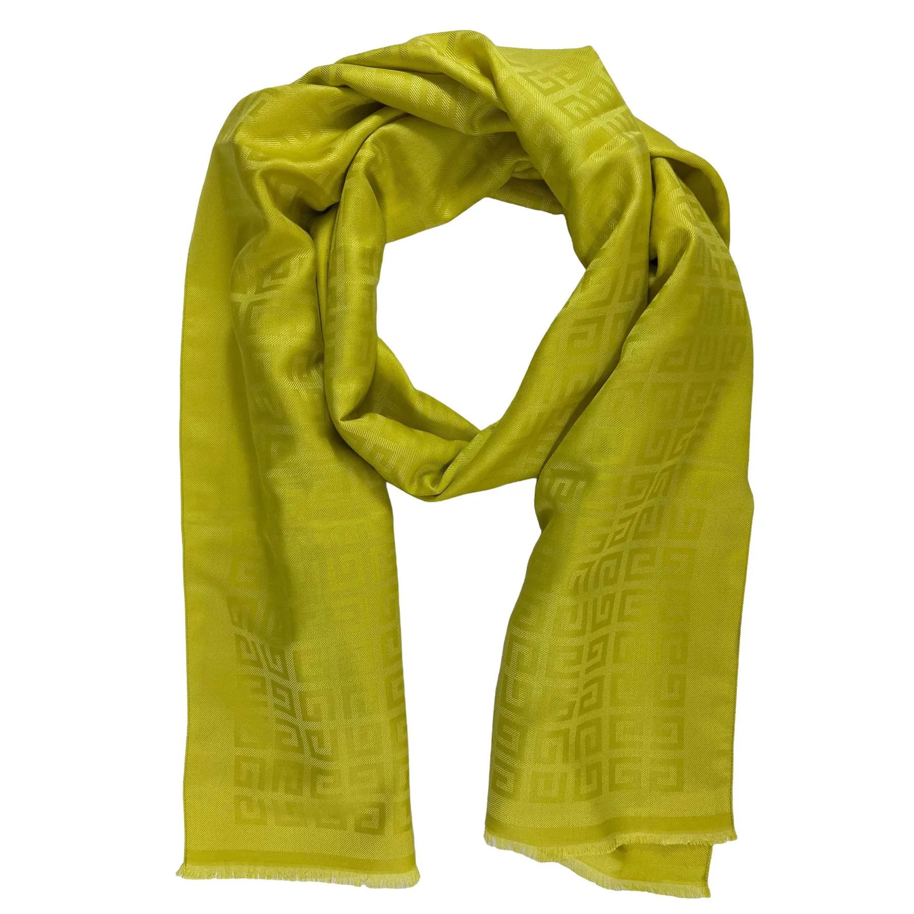 Givenchy Scarf Acid Lime 4G Allover Design - Wool Silk Shawl SALE