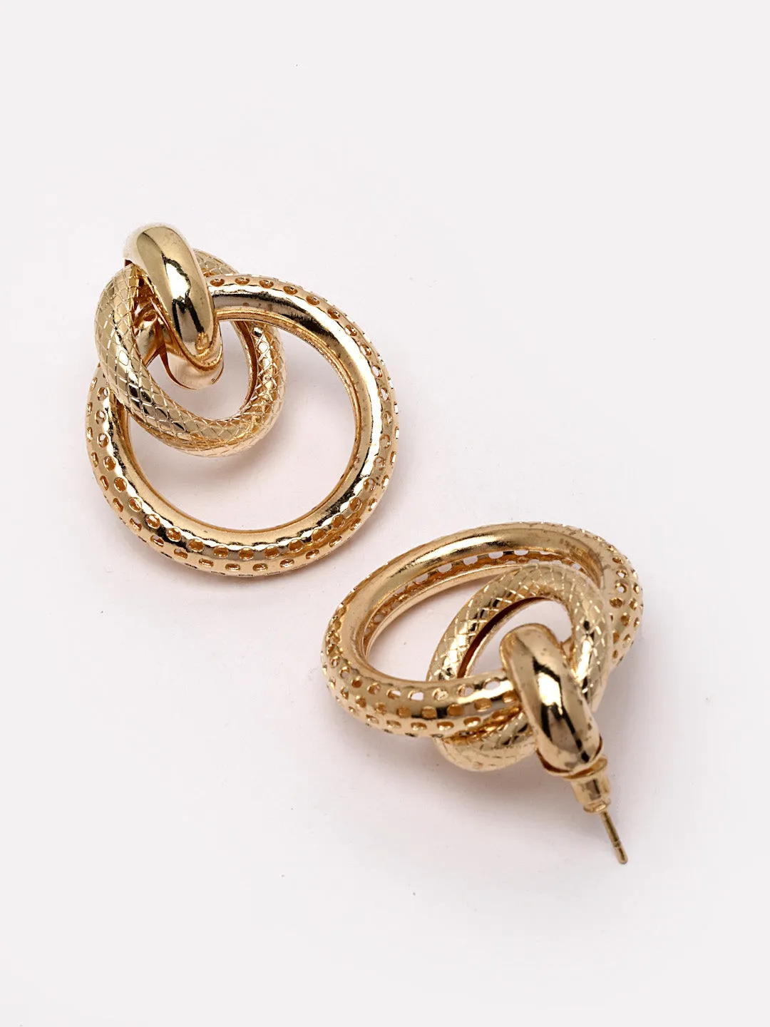 Gold-Plated Circular Shaped Drop Earrings