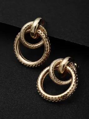 Gold-Plated Circular Shaped Drop Earrings