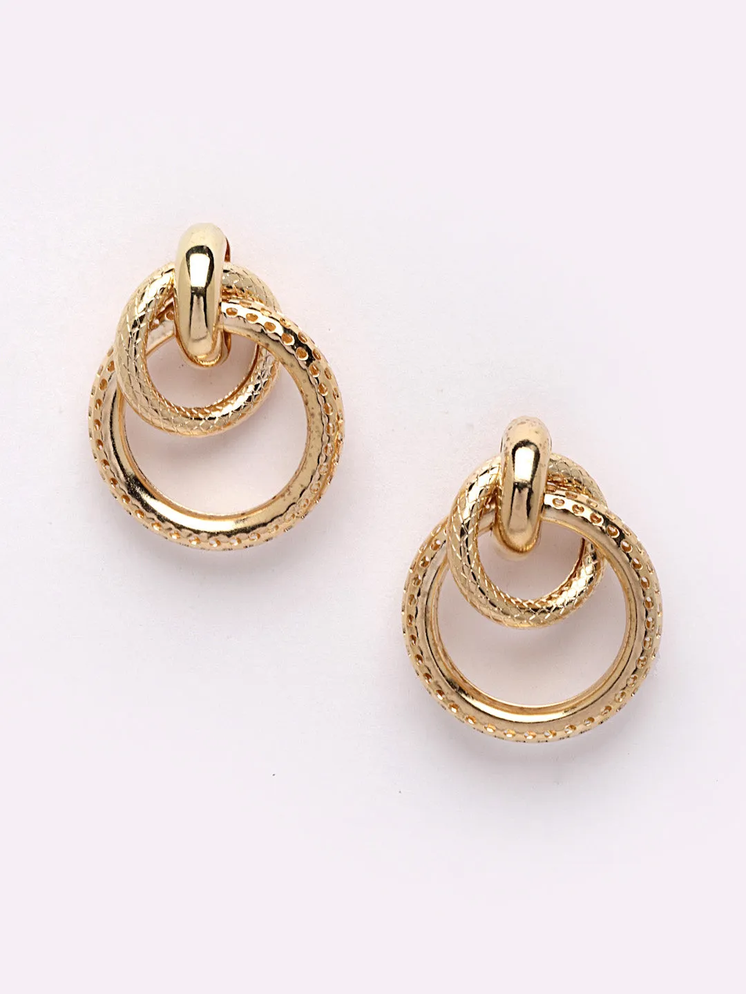 Gold-Plated Circular Shaped Drop Earrings