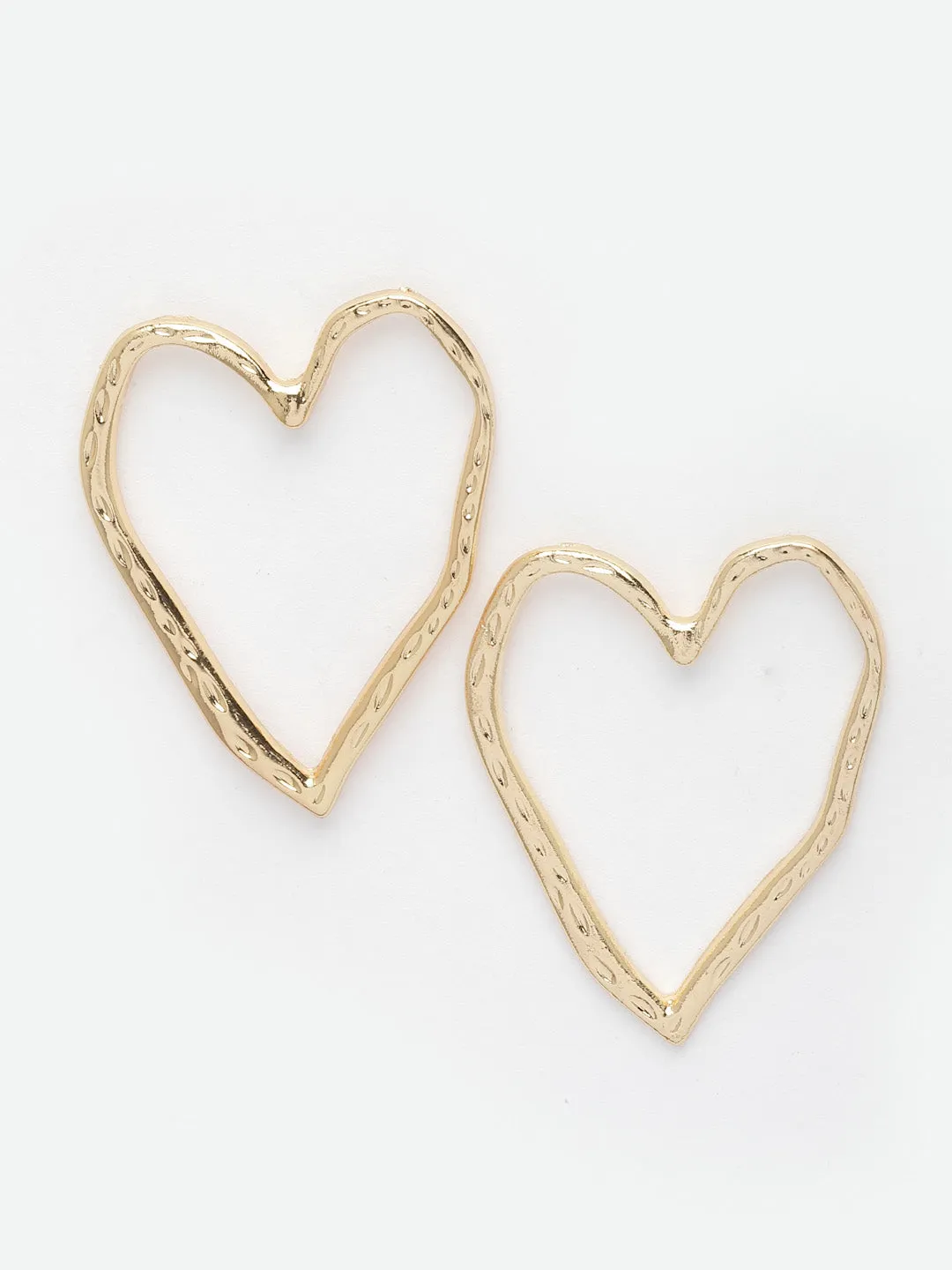 Gold-Plated Heart Shaped Drop Earrings