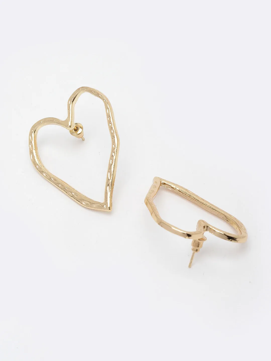 Gold-Plated Heart Shaped Drop Earrings