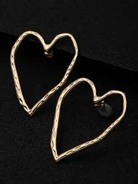 Gold-Plated Heart Shaped Drop Earrings