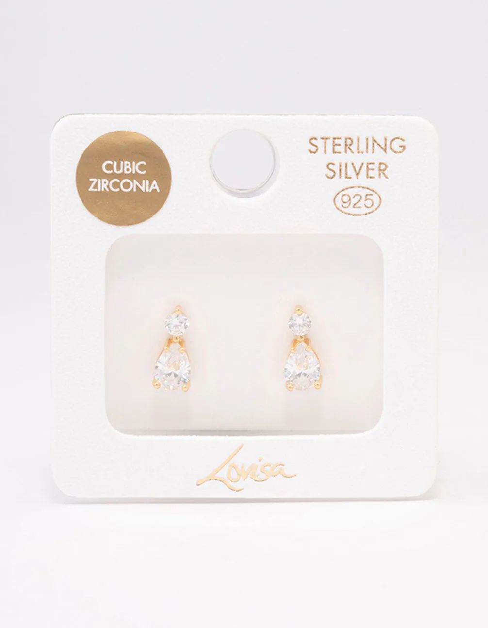 Gold Plated Sterling Silver Pear Crystal Drop Earrings