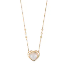 GRADUATED DIAMOND MOONSTONE HEART NECKLACE