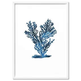 Hamptons Watercolour Blue Coral IV - Art Print