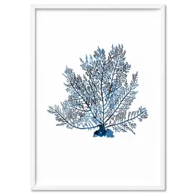 Hamptons Watercolour Blue Coral V - Art Print