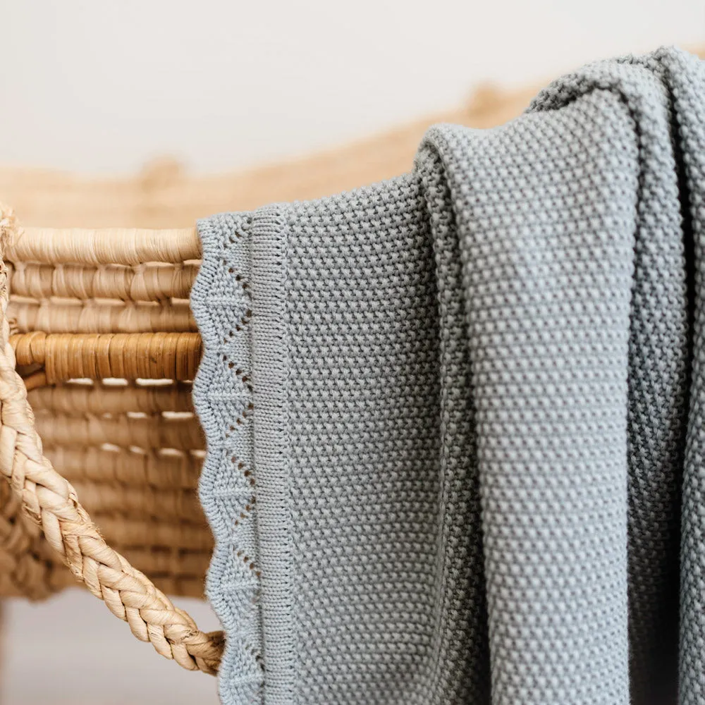 Heirloom Blanket | Scalloped Edge - Duck Egg