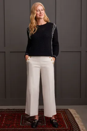 HIGH WAISTED PULL-ON PALAZZO PANTS WITH BUTTON DETAIL-Moonstone