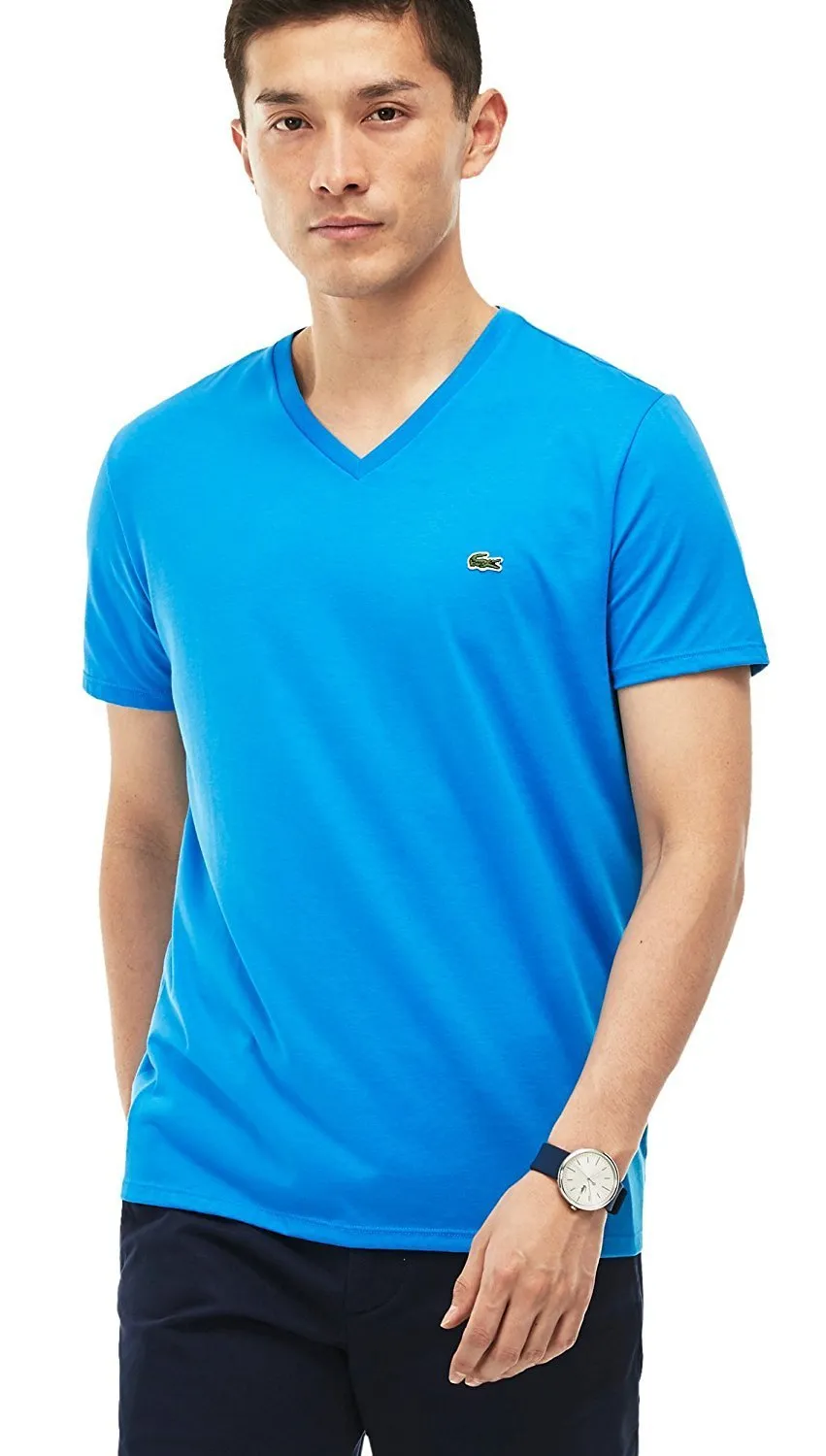 Lacoste Men's Short Sleeve V-Neck Pima Jersey T-Shirt