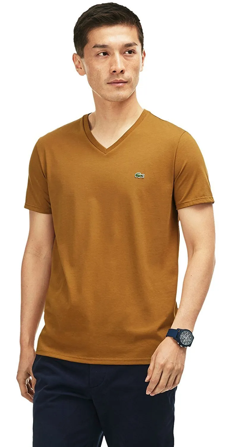 Lacoste Men's Short Sleeve V-Neck Pima Jersey T-Shirt