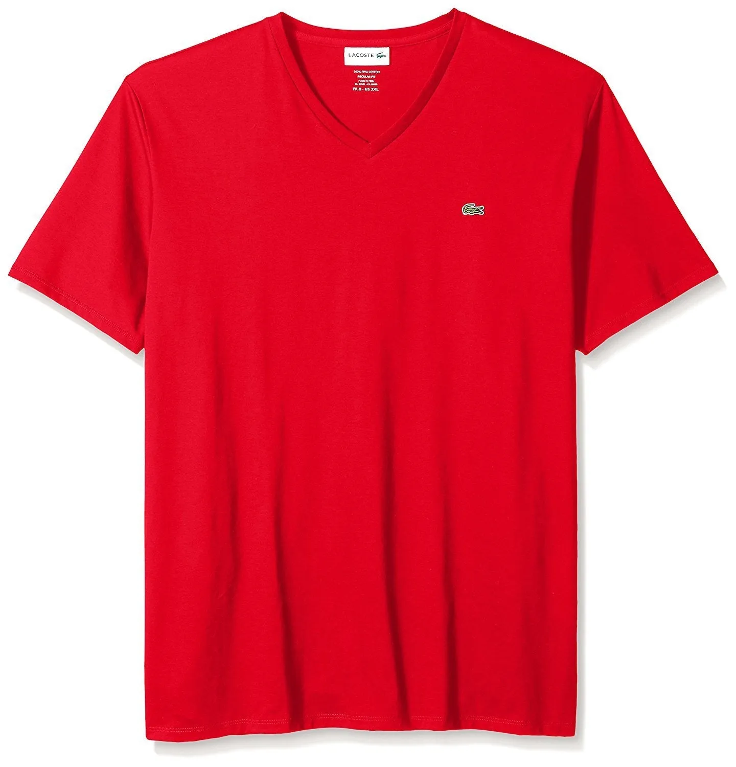 Lacoste Men's Short Sleeve V-Neck Pima Jersey T-Shirt