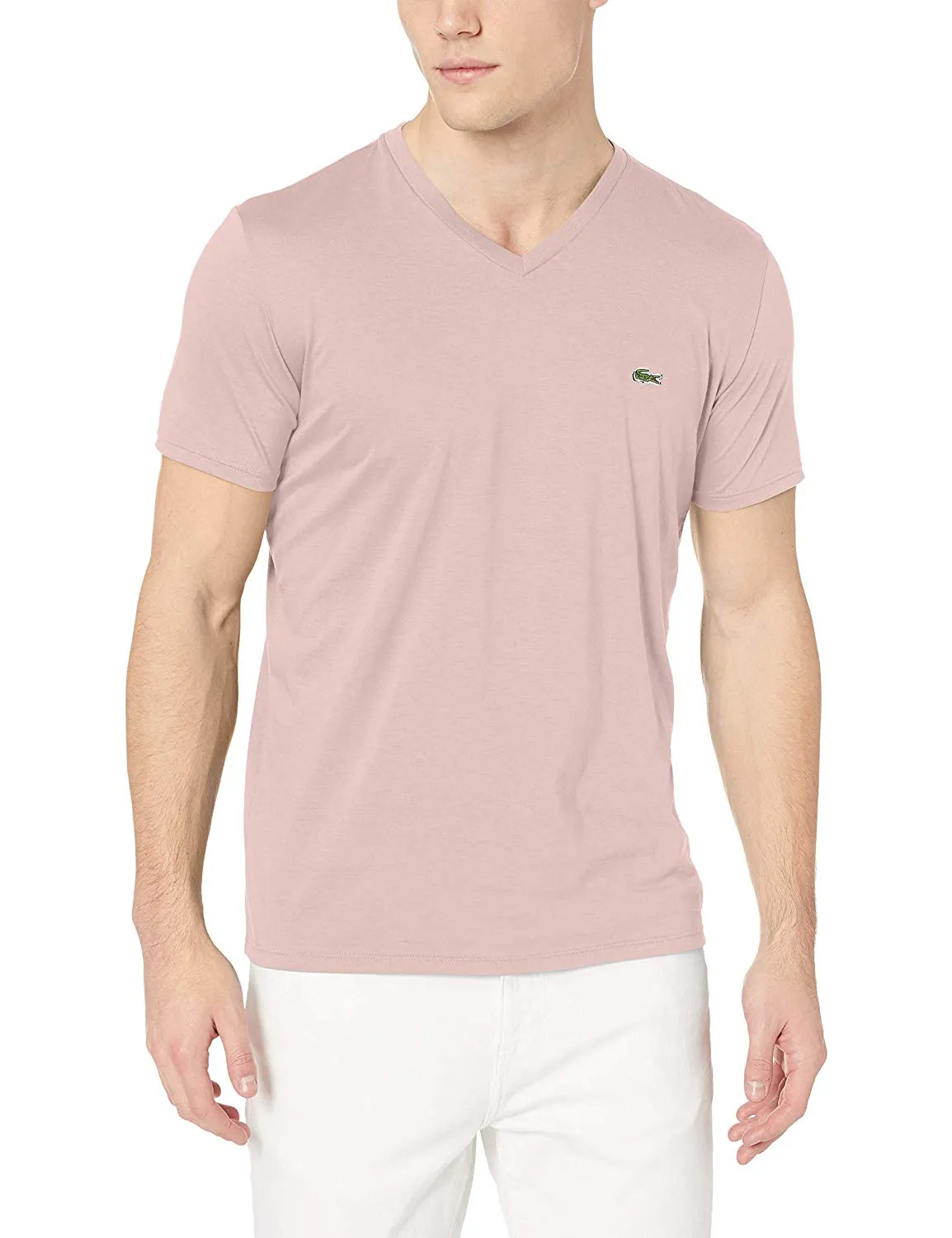 Lacoste Men's Short Sleeve V-Neck Pima Jersey T-Shirt