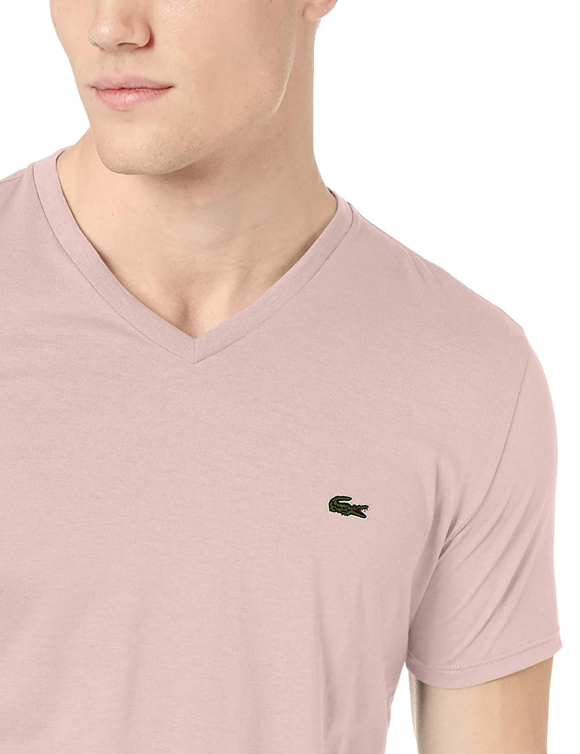 Lacoste Men's Short Sleeve V-Neck Pima Jersey T-Shirt