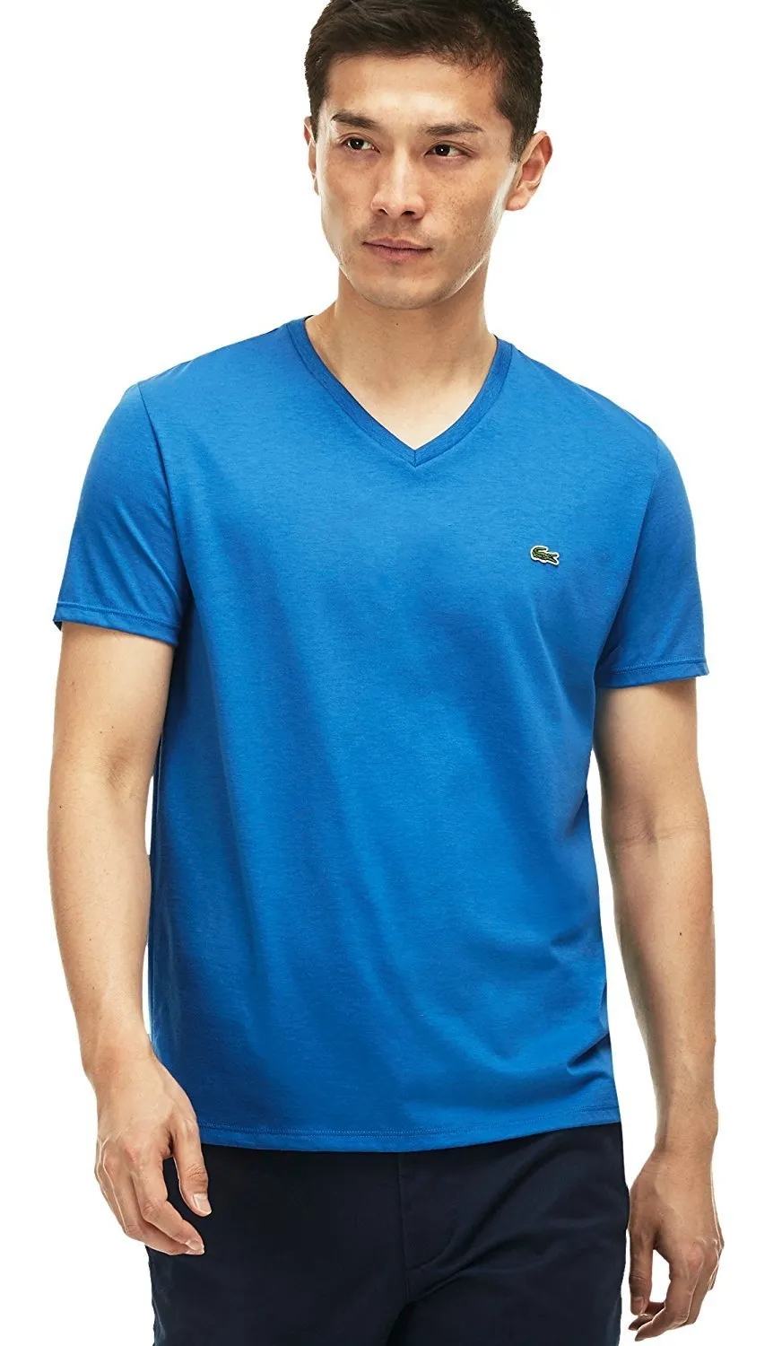 Lacoste Men's Short Sleeve V-Neck Pima Jersey T-Shirt