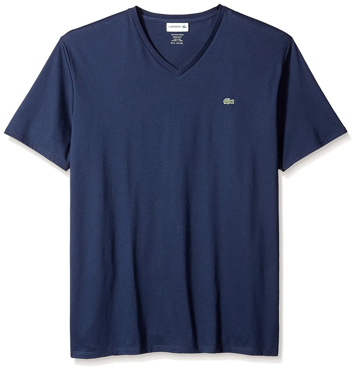 Lacoste Men's Short Sleeve V-Neck Pima Jersey T-Shirt