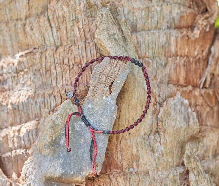 Lava Stone Braided Anklet in Crimson Sea