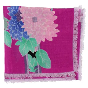 Leonard Paris Scarf Magenta Floral - Cashmere Silk Shawl