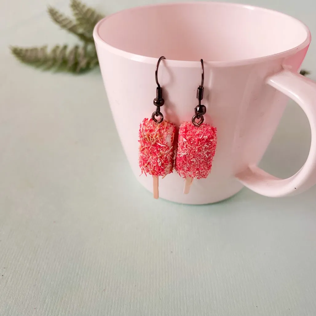 Strawberry Shortcake Icecream Bar Mini Food Earrings