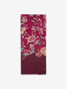 Utsa Pink Floral Printed Woollen Shawl